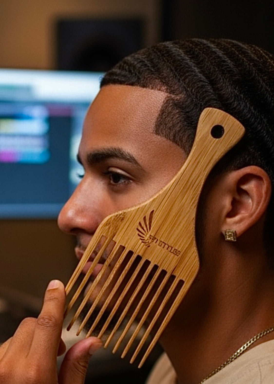 SPI Styles Natural Wooden Essential Oil-Infused Afro & Beard Pick (2-P