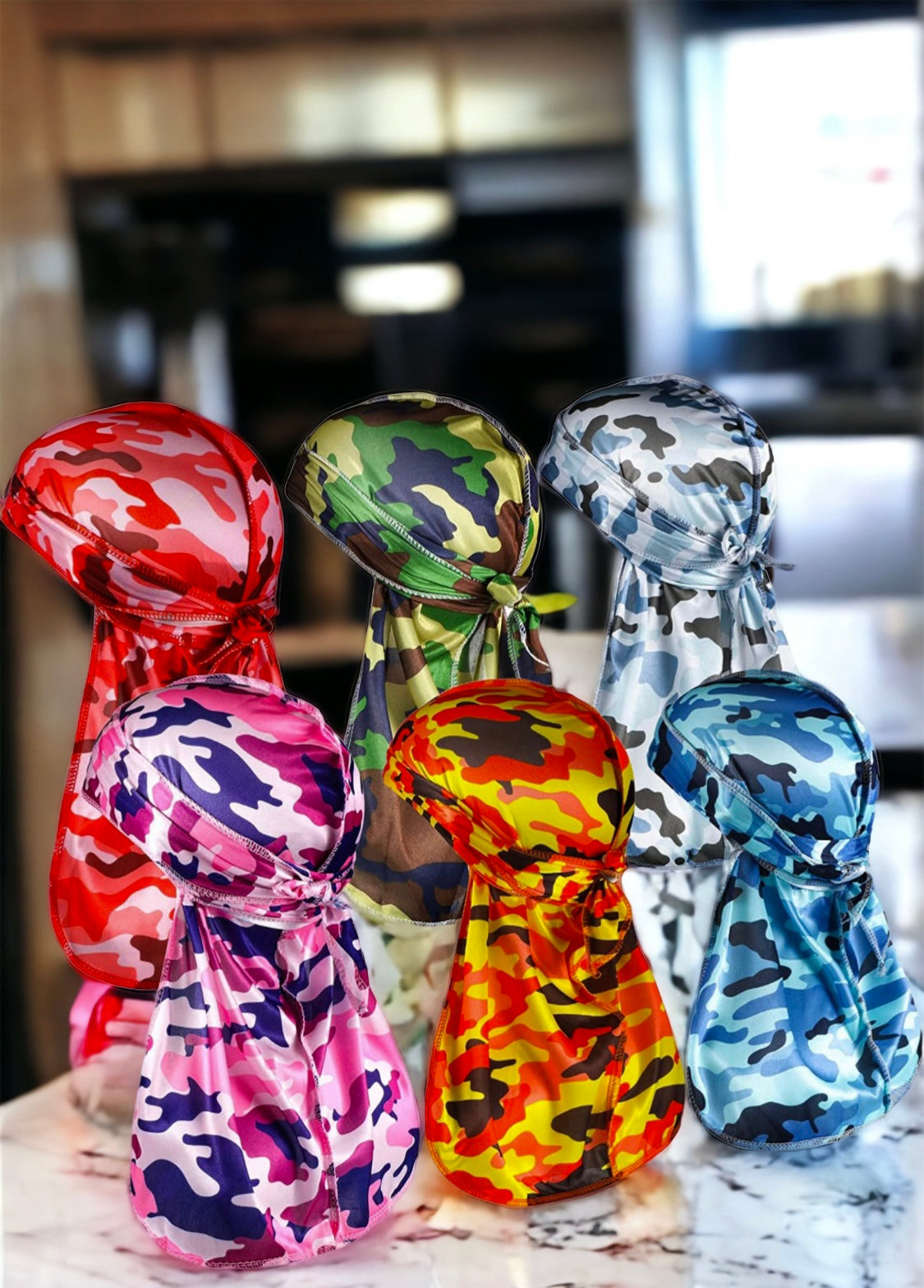 NEW - SPI Styles Camo Silk Durag Collection (6 Durags)