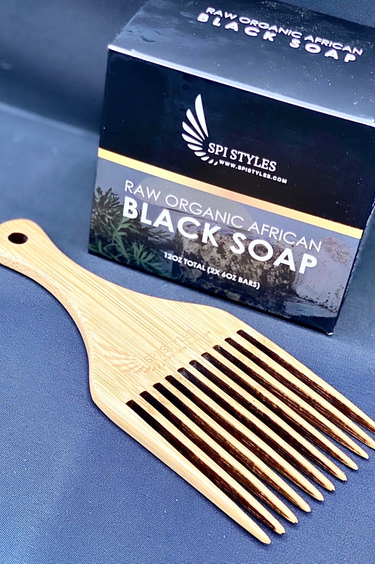 SPI Styles Natural Wood (Essential OIL INFUSED) - Afro Hair and Beard Pick - Wide Tooth Pick, Scalp Massage Detangling Comb (2 PACK) - SPI Styles