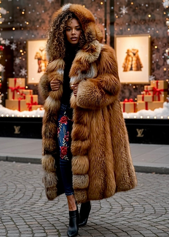 Luxury Fox Fur Large Hooded Coat – SPI Styles