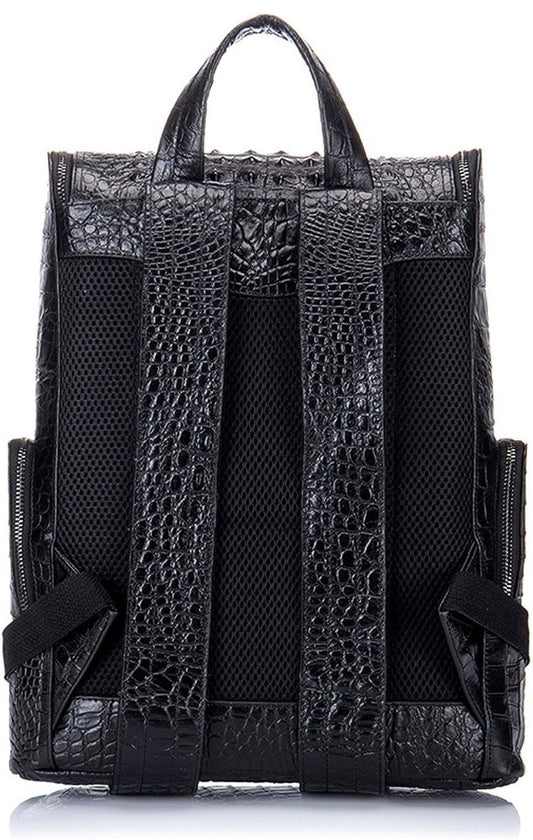 SPI Styles’s Leather Laptop Backpack, Travel Bag Daypack for Men, Crocodile Pattern
