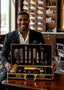 Barber Travel Case with Handle and Secure Numlock (Gold-Black) Clippers and Accessories NOT INCLUDED