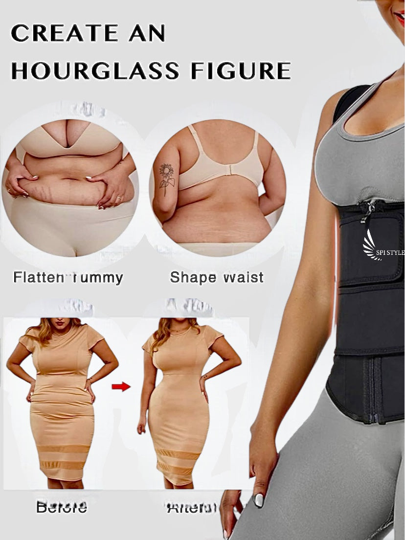Women's Non-Slip Waist Trainer – Black, Belly Fat Wrap, Plus Size, Seamless Shapewear