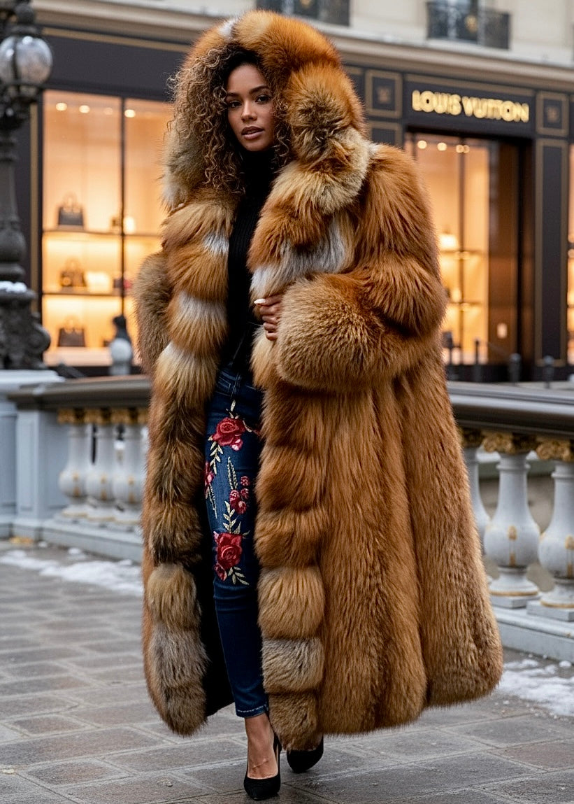 Luxury Fox Fur Large Hooded Coat – SPI Styles