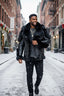 SPI Styles Men's Black Fur Coat with Hood