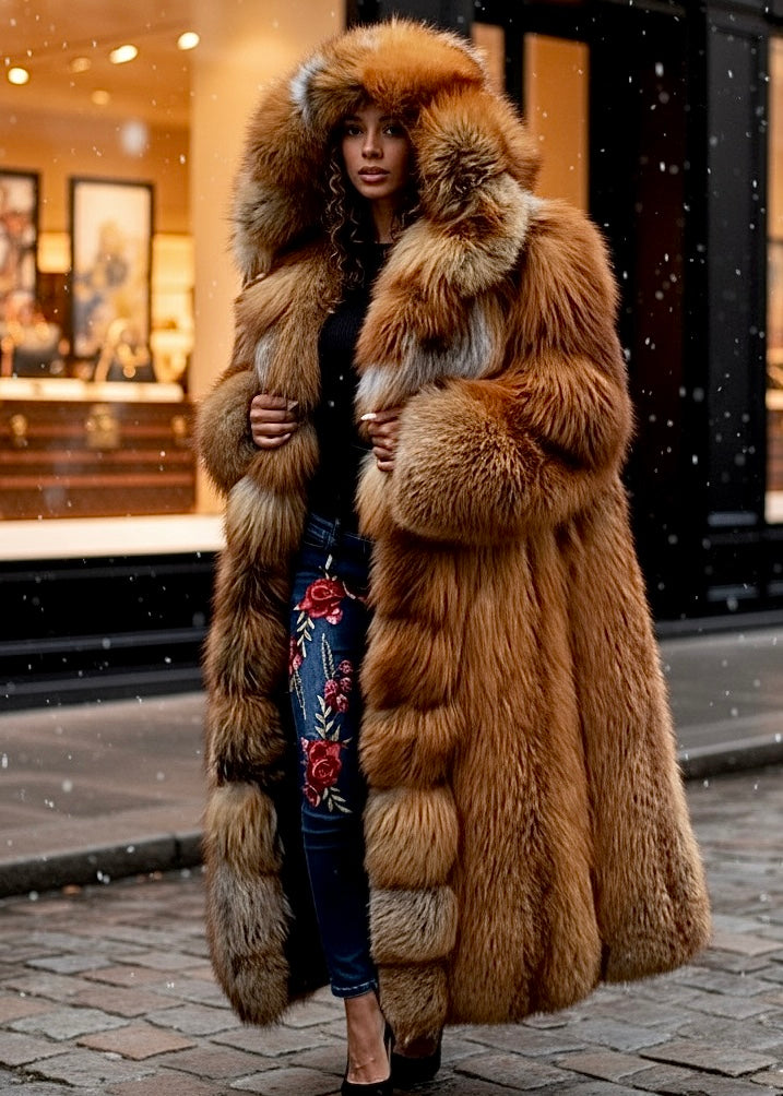 Luxury Fox Fur Large Hooded Coat – SPI Styles