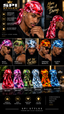 A promotional collage for SPI Styles premium silk durags, featuring multiple male models wearing different colorful patterned headwraps. The top section shows a man in a red and pink camo durag with marketing text, while the bottom row displays additional color options including red, pink, green, gray, yellow, and blue camo.