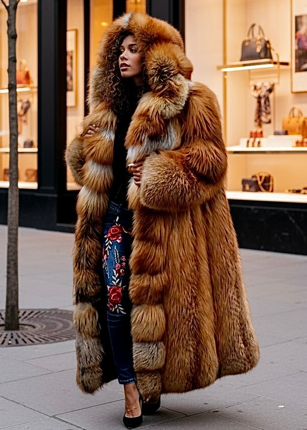 Luxury Fox Fur Large Hooded Coat – SPI Styles