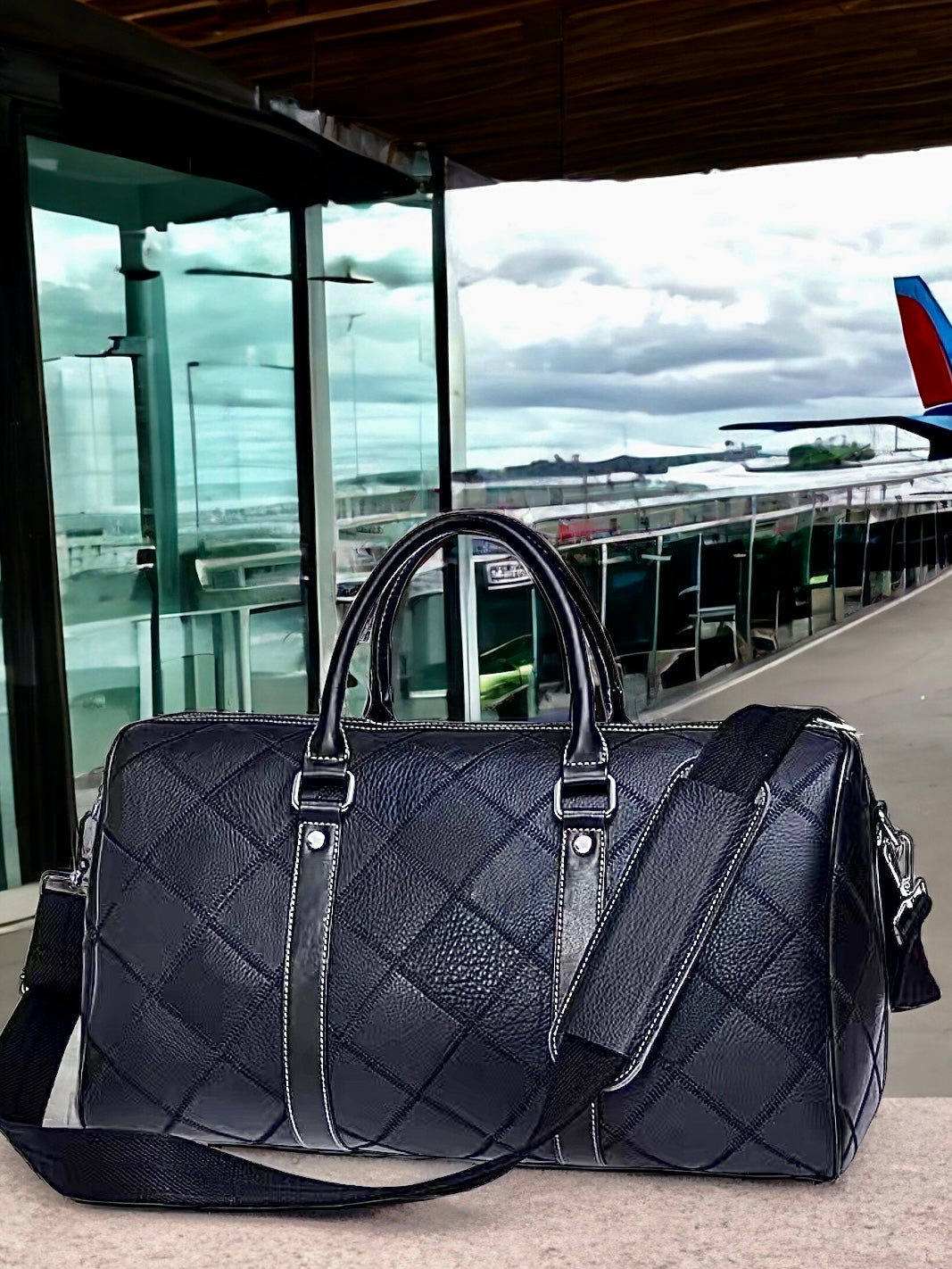 SPI Styles’s Men's Travel Bag Genuine Leather Duffel Bag
