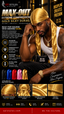 A promotional graphic for the SpStyles Max-Out Extreme Compression Gold Silky Durag. The image features a male model wearing a metallic gold wigged durag, a white tank top, and a gold chain.