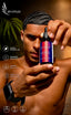 A shirtless man holds a bottle of SPI STYLES Men's Hair & Beard Oil, with product features listed on the left side of the image.