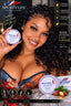 A promotional lifestyle image for SPI STYLES Argan Oil Pomade, featuring a smiling woman with voluminous, defined black curls holding a jar of the pomade. The background is a dark, softly blurred interior, and the right side features text highlighting product benefits.