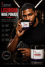A man holds a jar of SPI STYLES Luxurious Wave Pomade in a dark, stylish setting. The product packaging is white with red and black text, and the man wears a black t-shirt and a patterned clutch bag.
