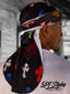 Stylish black velvet durag with colorful cross motifs, crafted for optimal wave formation and distinctive look.