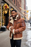 SPI Styles Men's Brown Fur Coat with Hood