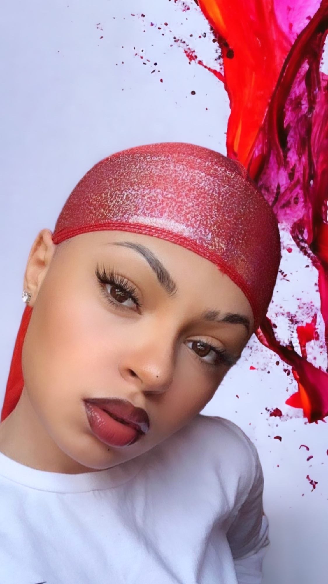 SPI STYLES Super Flossy Silky Durag - (Starlight Red Pearl)