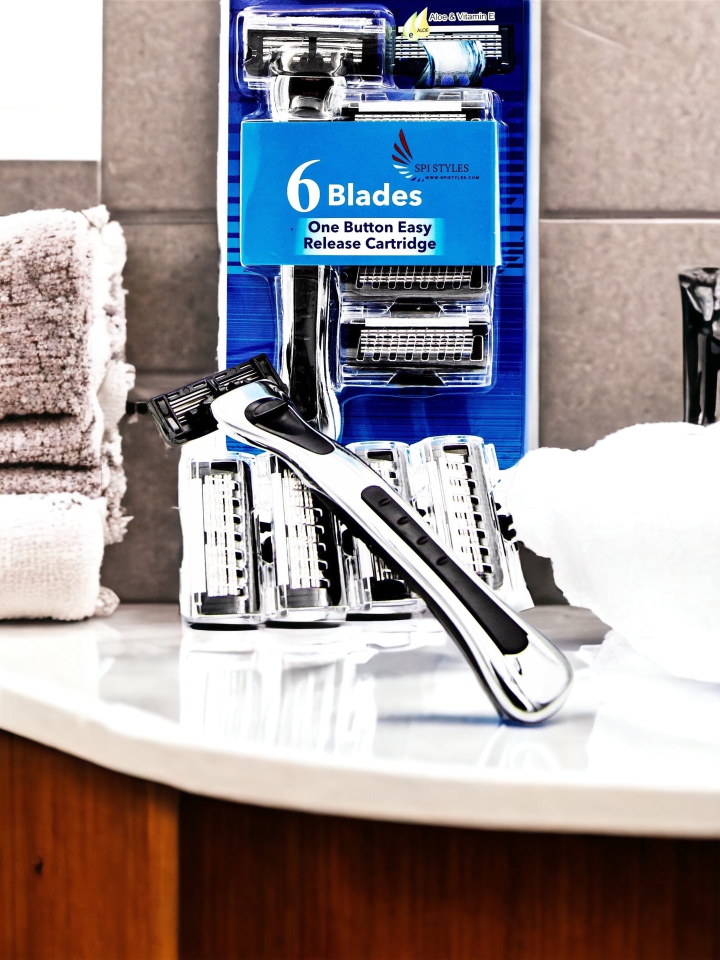 SPI Styles 6 Blade Elite Disposable Razor System -  with (5 Replacement Cartridges)