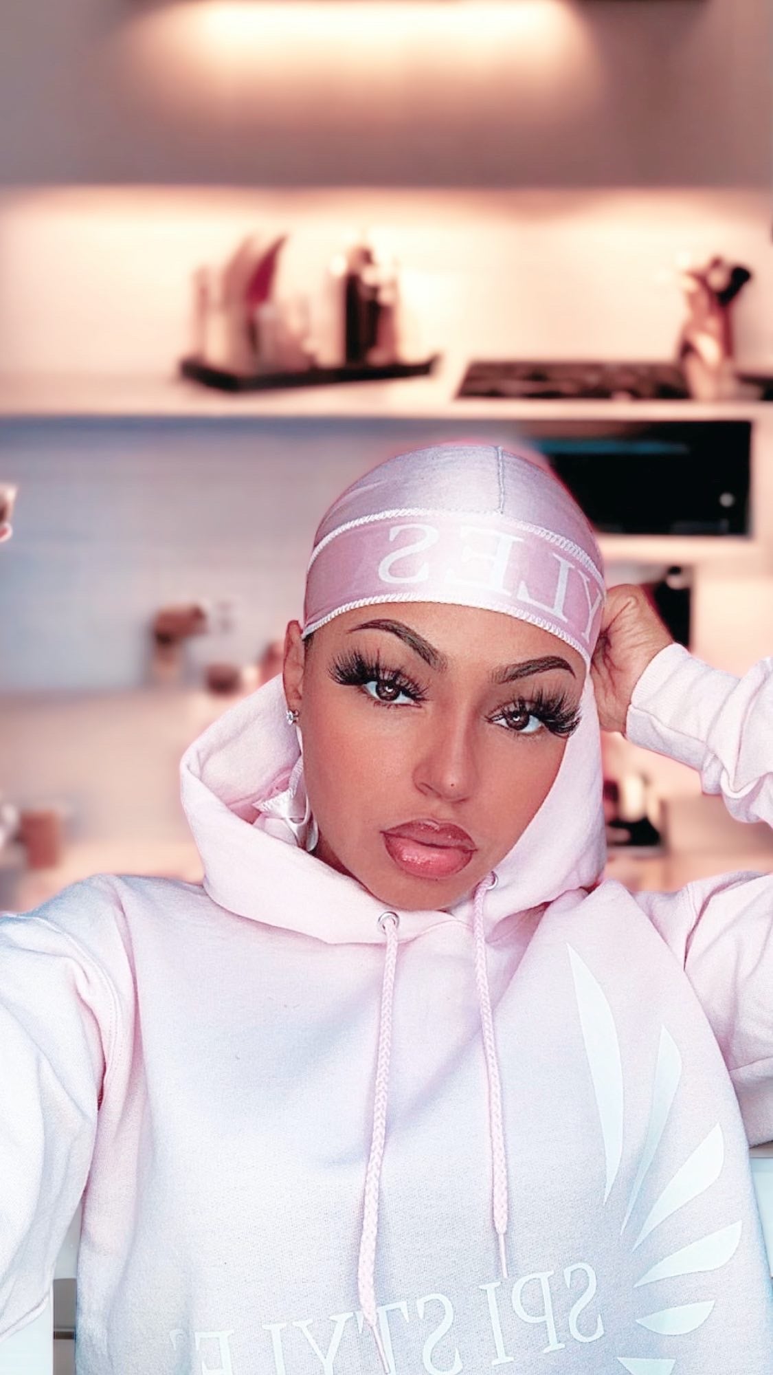 SPI Styles Pink Pearl Sweatshirt & Designer Silky Durag