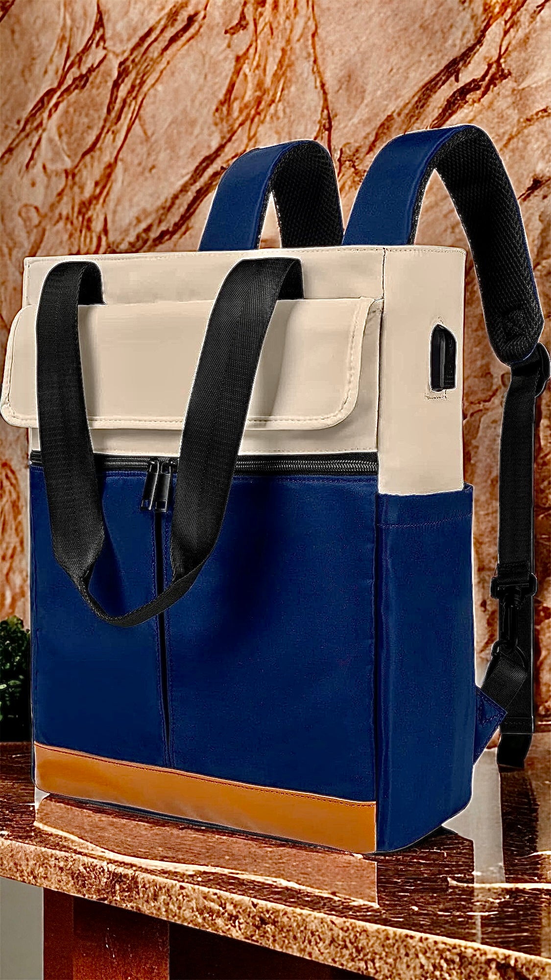SPI Styles’s Convertible Daypack Laptop Backpack, Computer Backpack Work Backpack with USB Charging Port