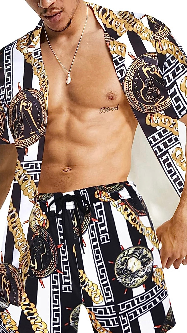 SPI Styles Men’s Luxury Designer Beach Short Set