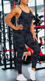 Womens Criss Cross Blackless Workout Jumpsuit Sleeveless One-Piece Rompers Spaghetti Strap Leggings
