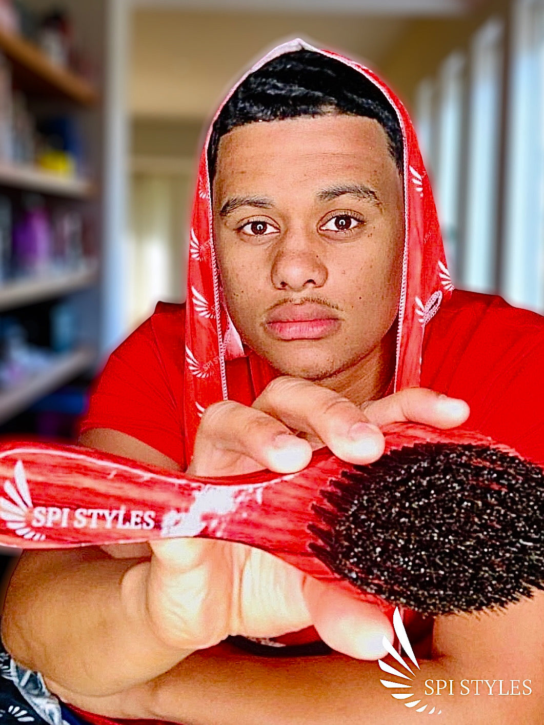 SPI Styles 360 Pro Wave Brush – Brazilian Cherry Red (Medium-Soft)