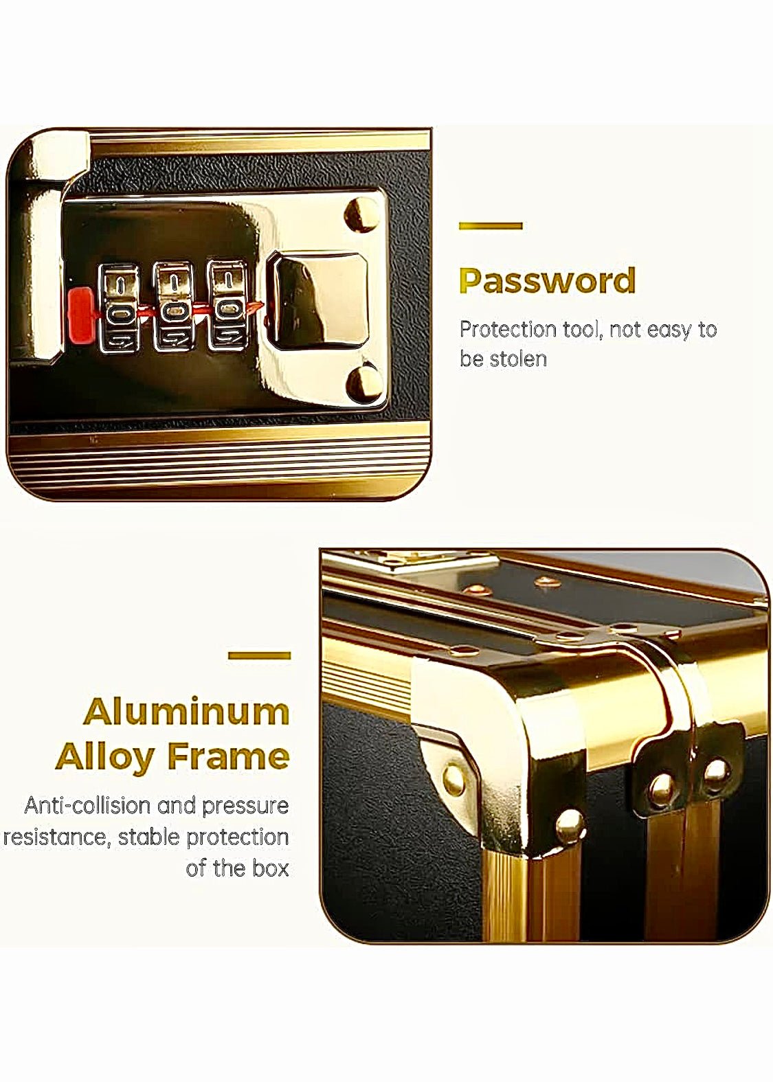 Barber Travel Case with Handle and Secure Numlock (Gold-Black)
