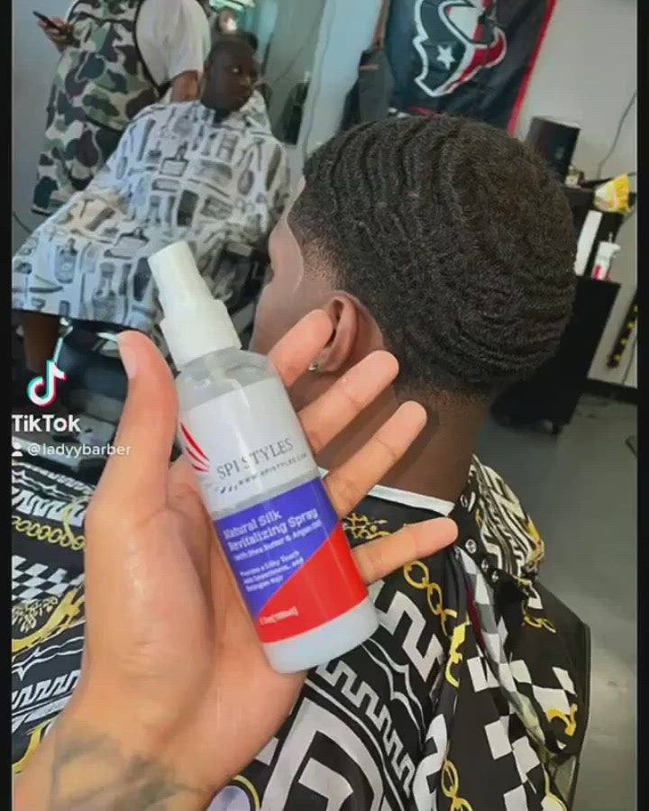 Hydrating silk mist designed to soften, detangle, and lock in moisture for defined, silky waves