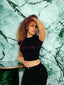 Rosetta “Girls Weekend” Black Crop Top, with Red Rose Rhinestones