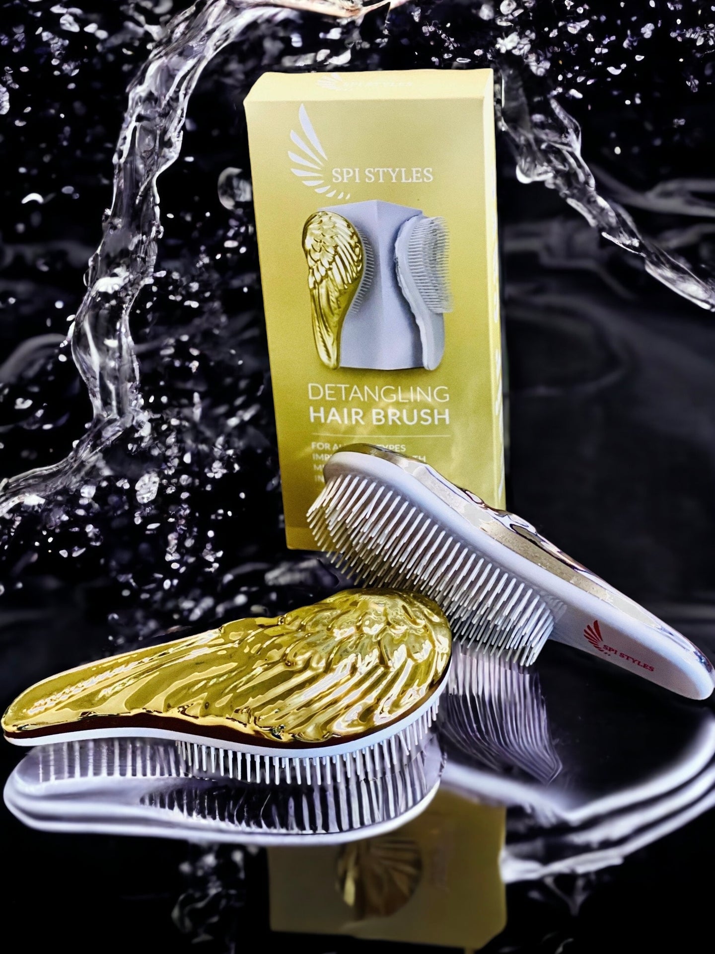 SPI Styles Gold and Platinum (VICTORY) Wash & Style Detangling Hairbrush Set (2 Brush Set  - BIG SALE!!!!)