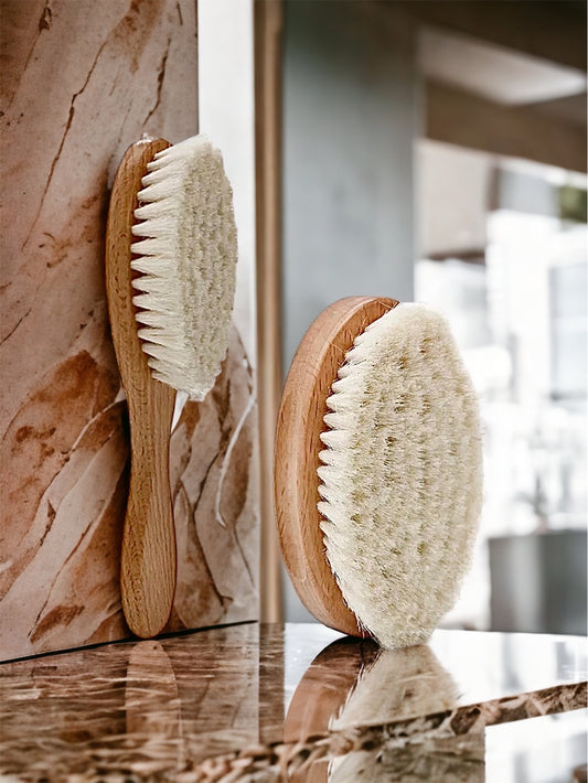 Natural Wood Baby Hair Brush Set – Baby Soft Bristles