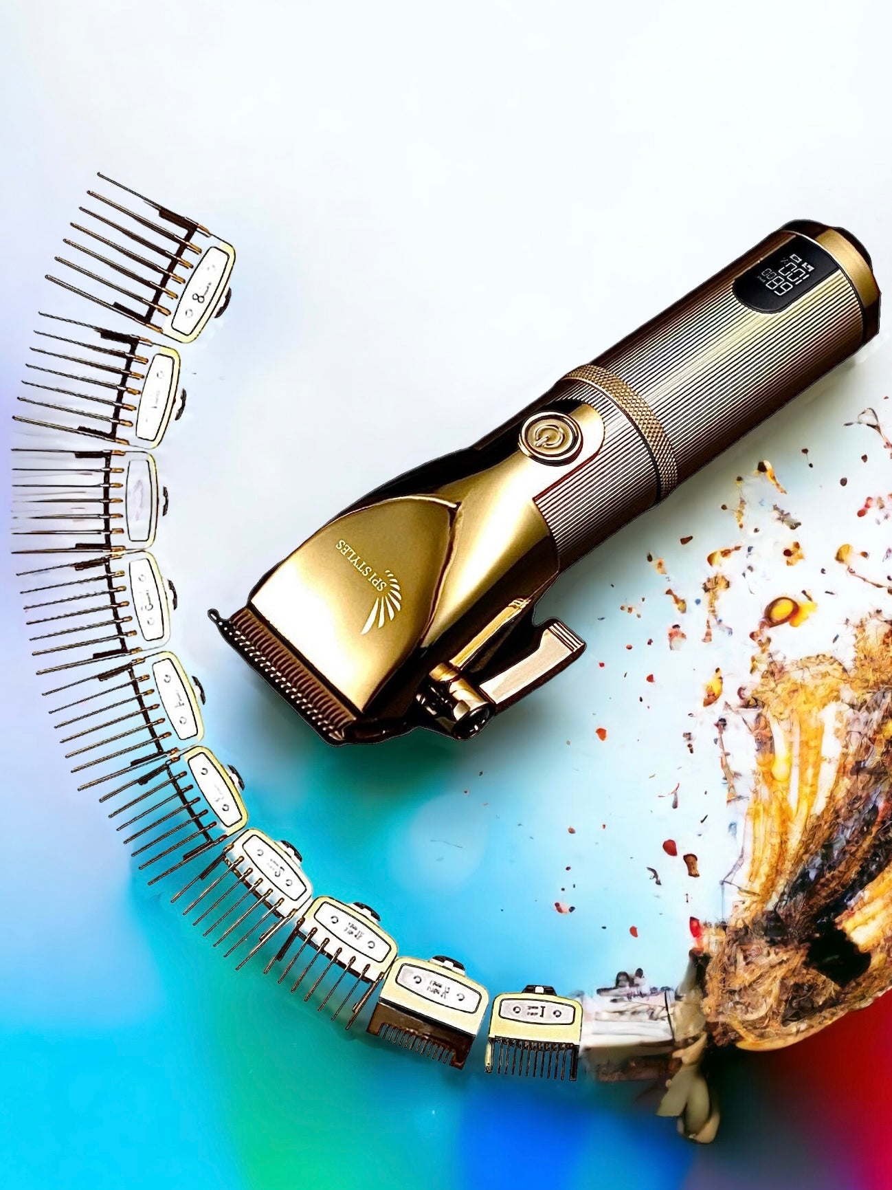 Luxury Gold 10 pcs Set Hair Comb Guides (CLIPPERS NOT INCLUDED)
