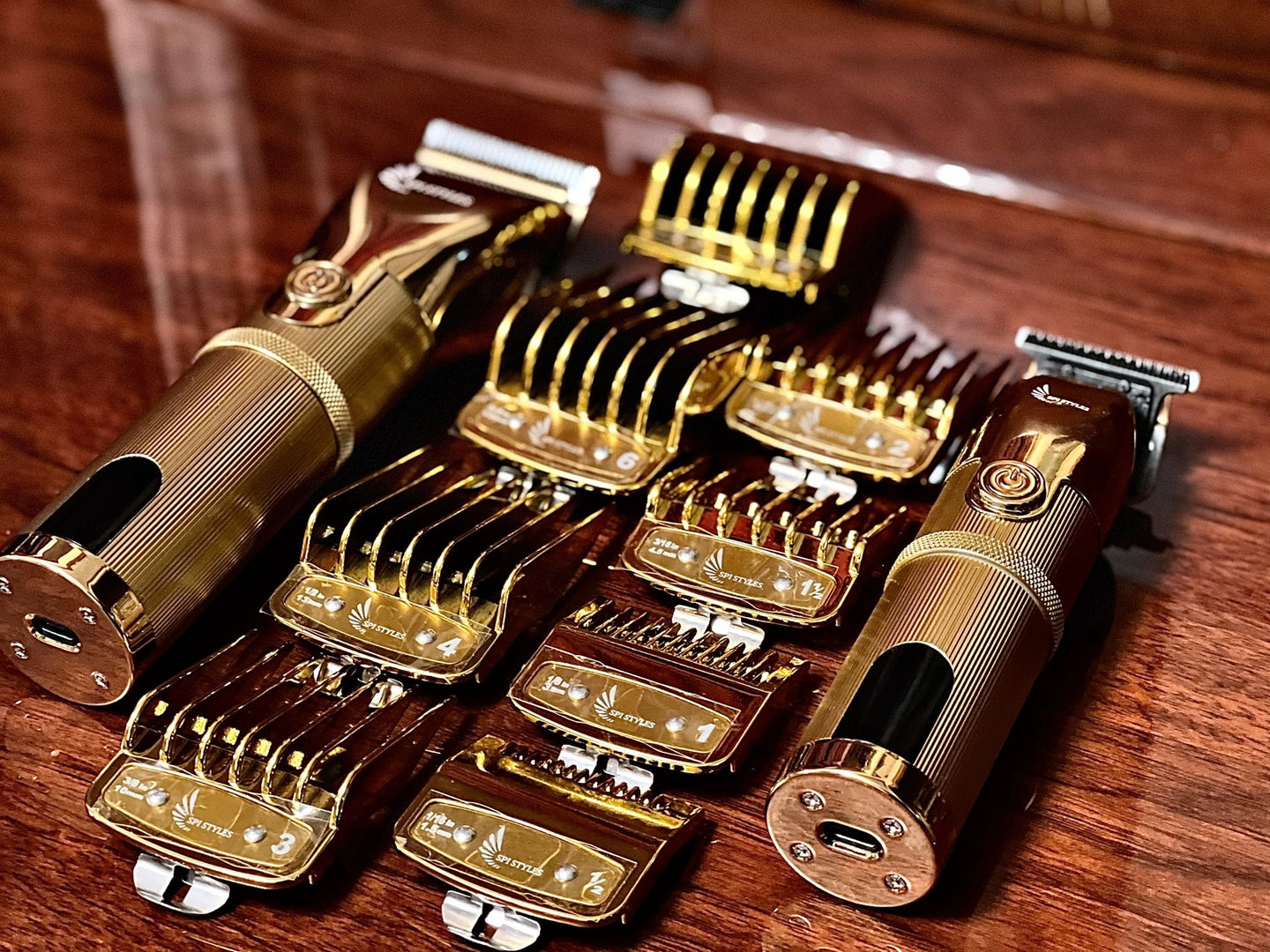 SPI Styles Luxury gold 10 piece set hair comb guides for clippers