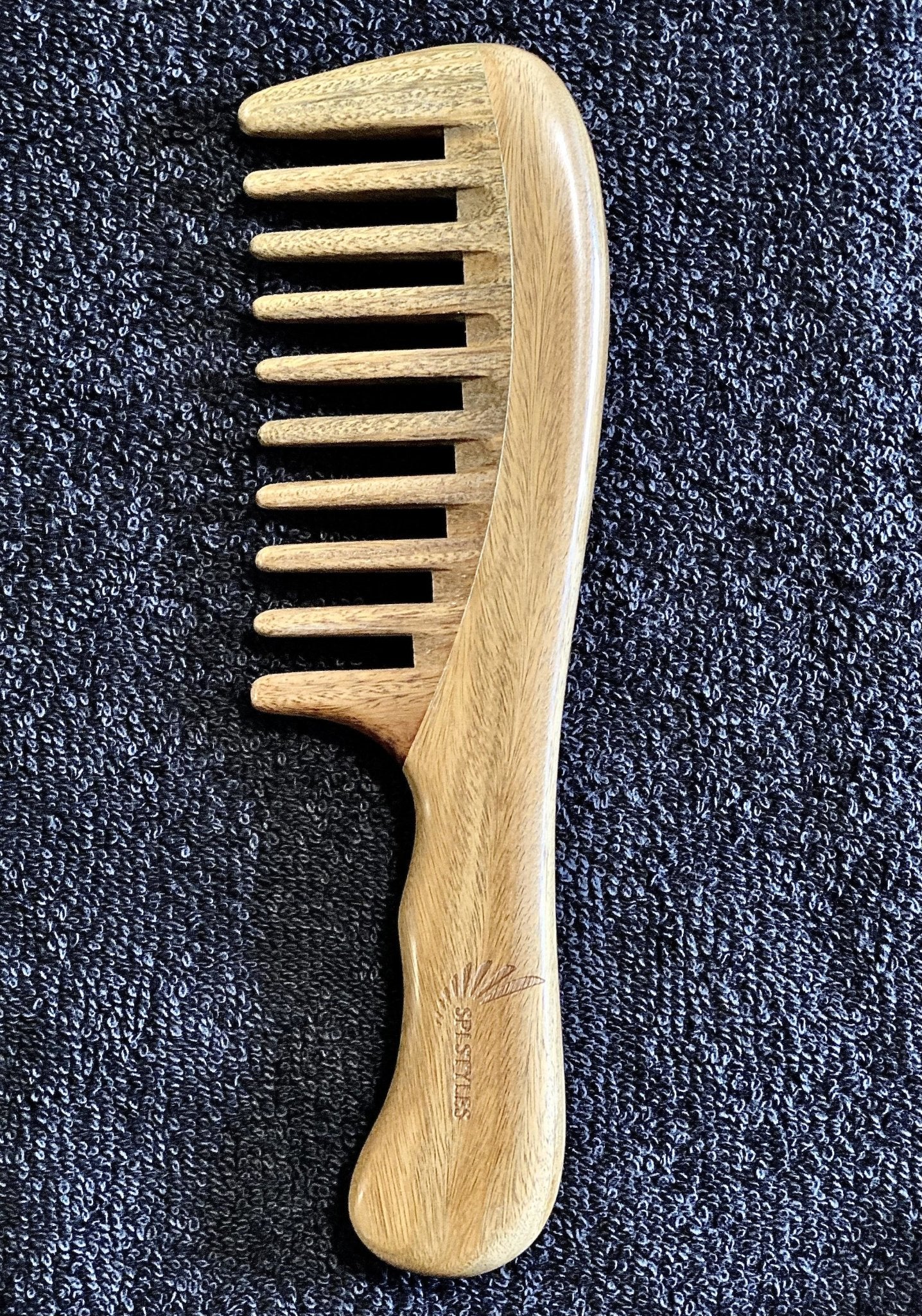 Natural Wood 9 Row Styler with Sandalwood Extra Wide Tooth - Anti-Static Wooden Comb - SPI Styles