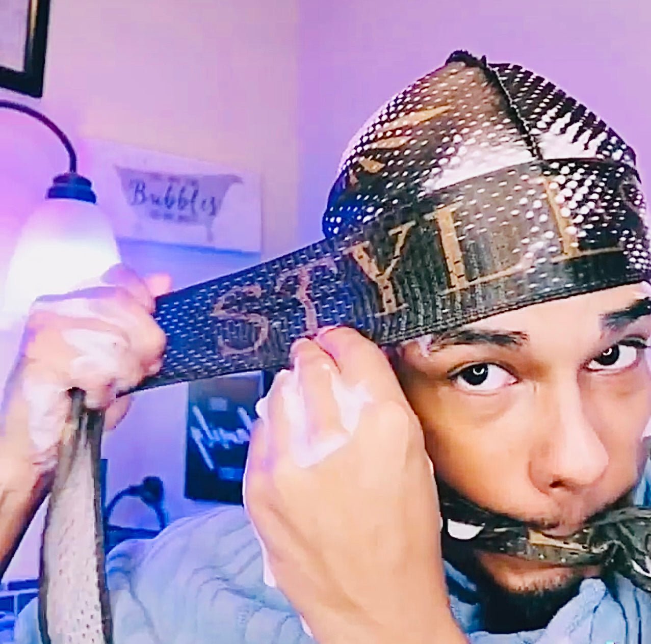 SPI Styles Brown Mesh wash and style durag with holes