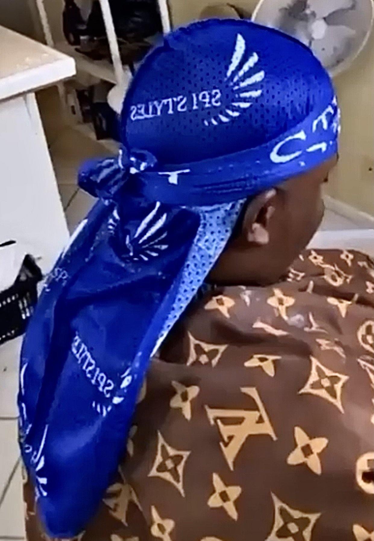 Durag in Satin LV Blue and Gold