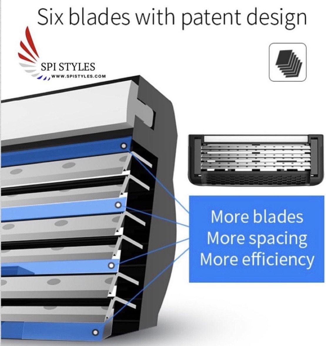 SPI Styles 6 Blade Elite Disposable Razor System -  with (5 Replacement Cartridges) - SPI Styles