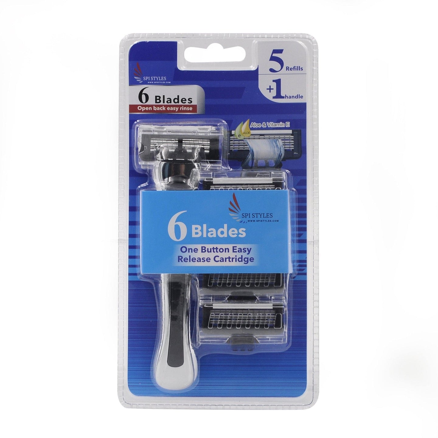 SPI Styles 6 Blade Elite Disposable Razor System -  with (5 Replacement Cartridges) - SPI Styles