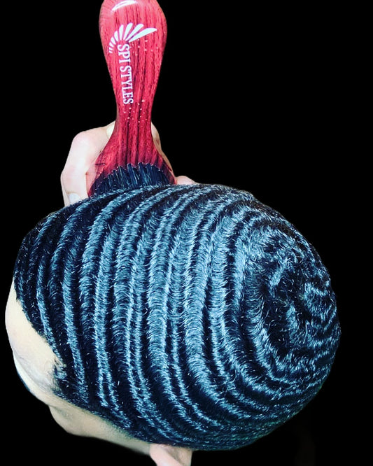 SPI Styles Brazilian Cherry Red 360 Pro Wave Brush MED-SOFT Brazilian Cherry Red - SPI Styles