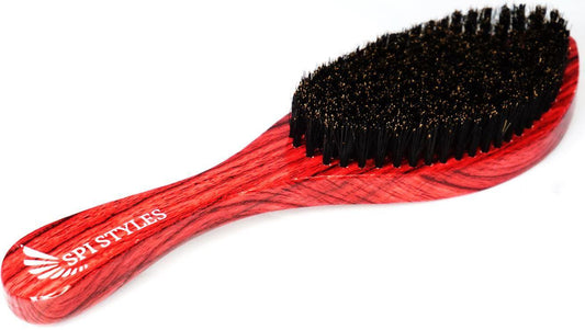 SPI Styles Brazilian Cherry Red 360 Pro Wave Brush MED-SOFT Brazilian Cherry Red - SPI Styles