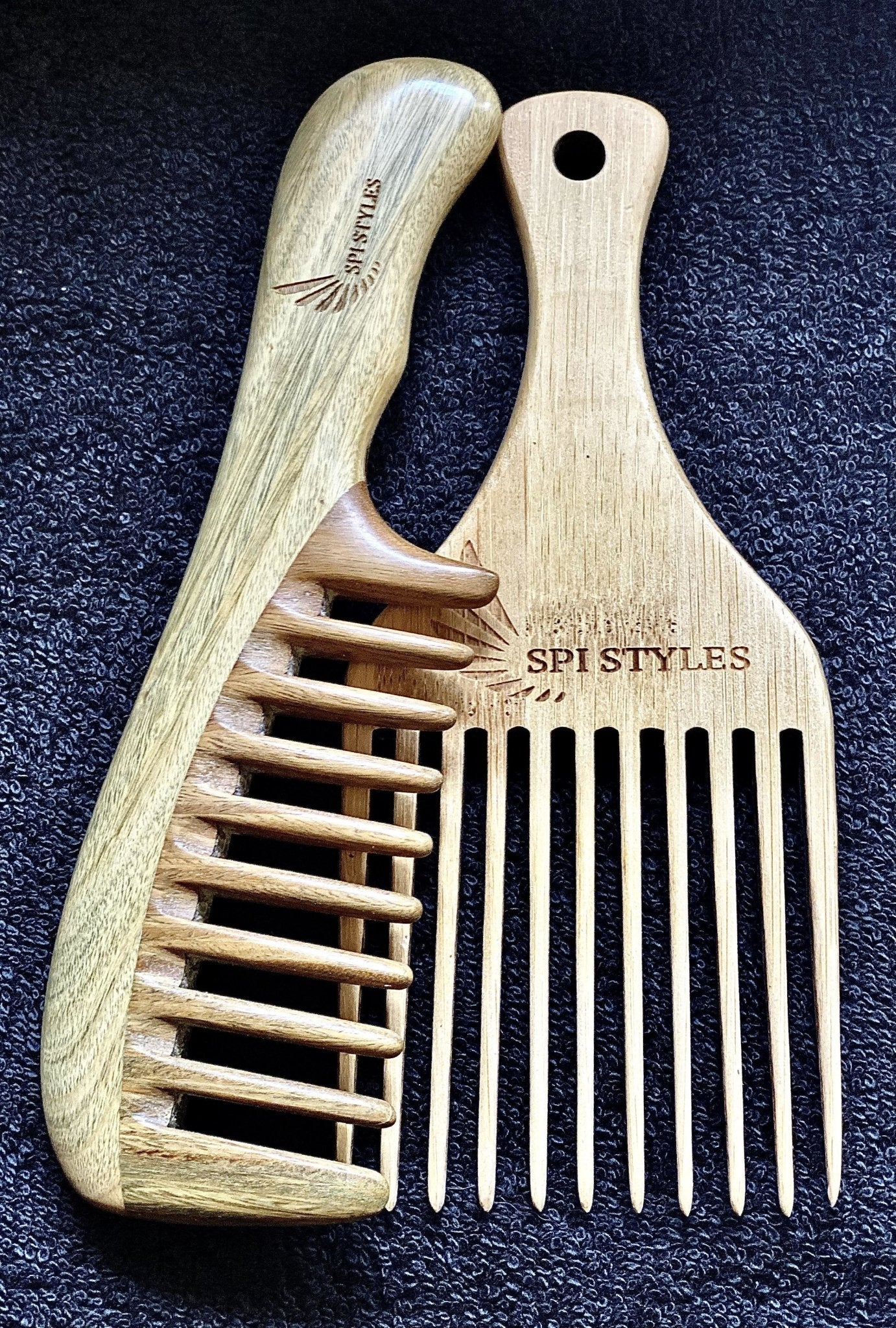 SPI Styles Handmade Natural Wood - Hair Pick & No Static Natural Wooden Sandalwood Comb for Women, Men - SPI Styles