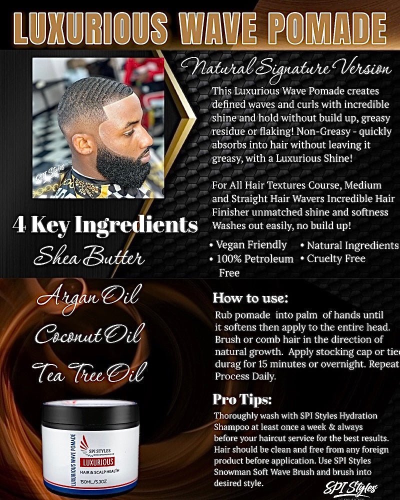 SPI Styles Luxurious Wave Pomade, ALL NATURAL SIGNATURE VERSION Unmatched Shine and Style! - SPI Styles hair grease