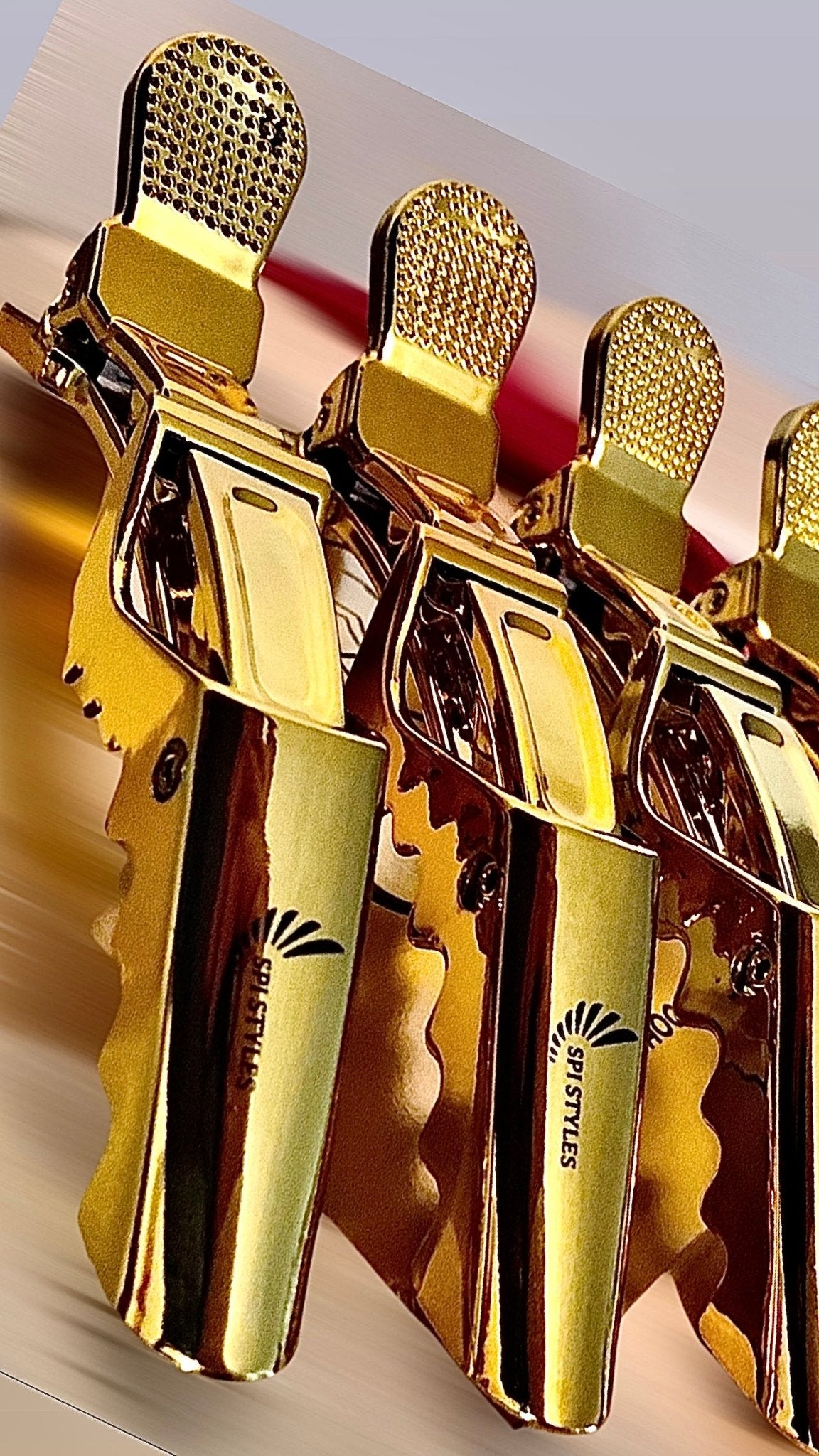 SPI Styles Premium Gold Alligator Hair Clips (4 Total Clips)