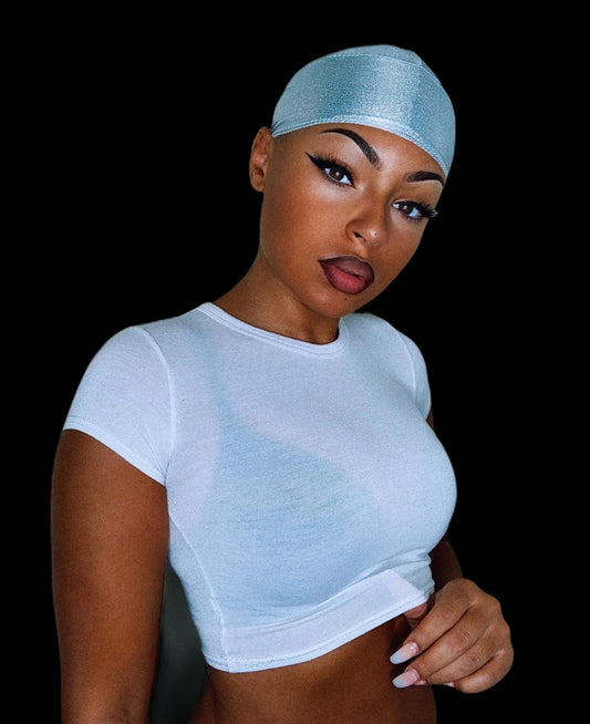 SPI STYLES Super Flossy Silky Durag - Bad Bunny (Star Silver Pearl) - SPI Styles