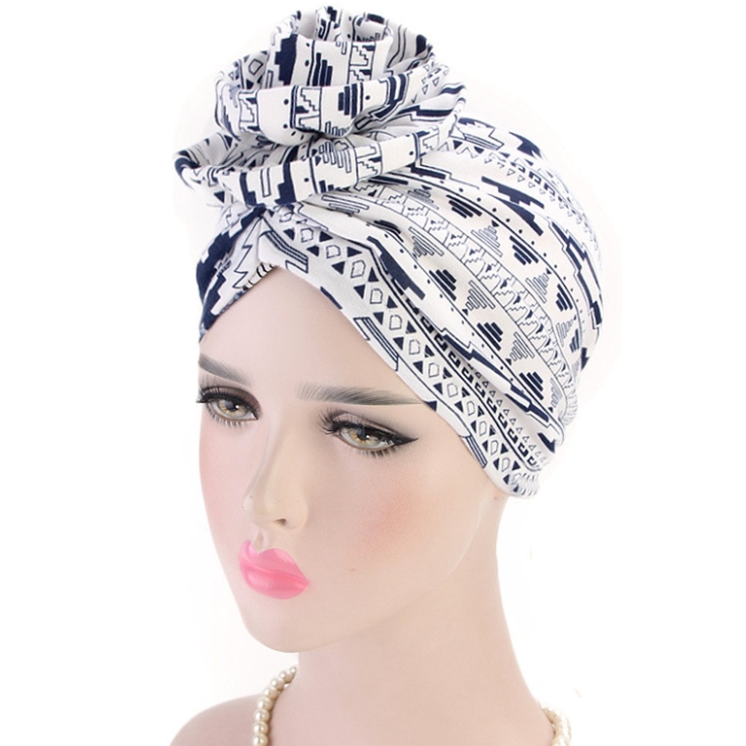 SPI Styles Women s Fashionable Turban Tribal Pattern Knot Headwrap Beanie Pre Tied Bonnet Hair Loss Prevention