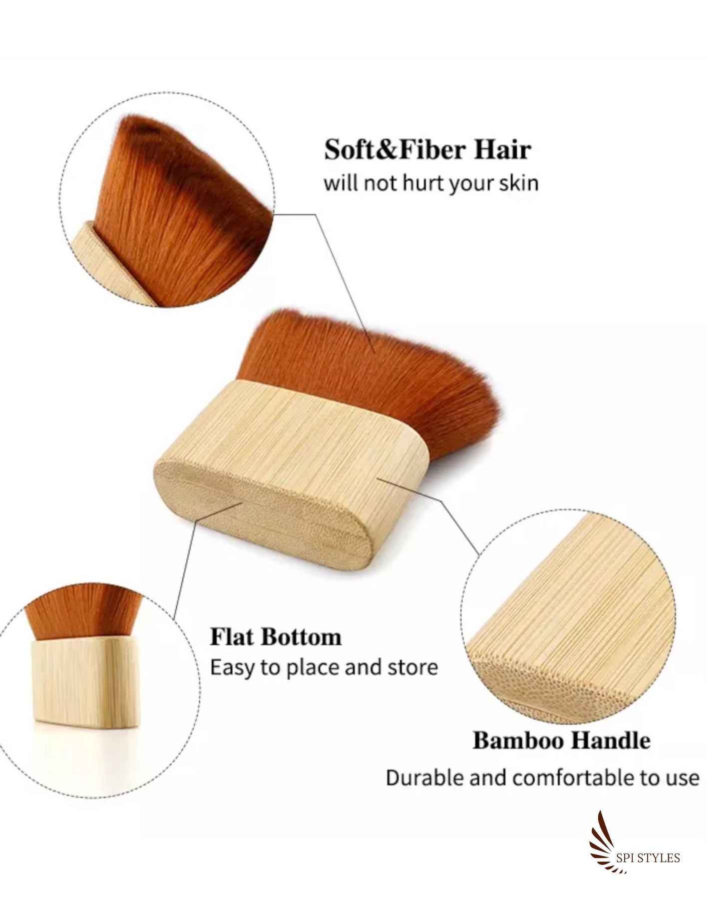 Wooden Neck Duster Barber Brush Neck Hair Duster Hair Dust Sweep Brush Hair Tool for Cutting, Hair Salon, Barbar Shop - SPI Styles